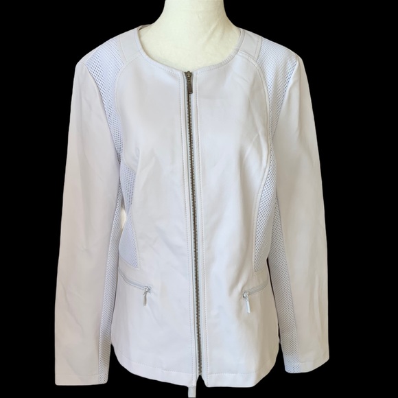 Tribal Jackets & Blazers - White Faux Leather Long Sleeve Jacket by Tribal